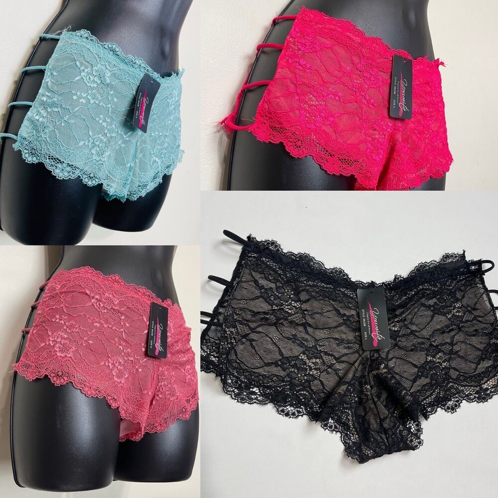 4-pack Youmita‎ Lace Wide Sexy Panties Women Underwear Lingerie Side String XL